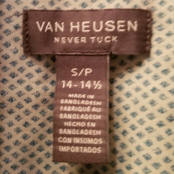 Size SM Van Heusen Never Tuck Men's Plaid Button-Down Shirt - Picture 2 of 6